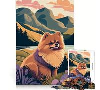 Puzzle con pompon e tema natura del Pomerania per ragazzi, 1000 pezzi, gioco divertente e stimolante, decorazione murale con ritagli chiari (38x52cm)
