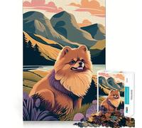 Puzzle con pompon e tema natura del Pomerania per ragazzi, 1000 pezzi, gioco divertente e stimolante, decorazione murale con ritagli chiari (38x52cm)