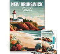Puzzle con poster del faro del New Brunswick per ragazzi, 1000 pezzi, gioco di logica, rilassante e divertente, taglio di precisione, regalo perfetto (38x52cm)