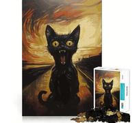 Puzzle con poster del gatto nero "The Scream" per adolescenti, 1000 pezzi per allenare la mente, semplice e divertente da assemblare, un regalo prezioso 50x75cm