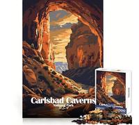 Puzzle con poster del Parco Nazionale delle Grotte di Carlsbad per adolescenti, 1000 pezzi facili da ricordare, attività rilassante, confezione aderente, (38x26cm)