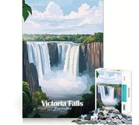 Puzzle con poster delle Cascate Vittoria,1000 pezzi,divertente da giocare,senza sbavature,con tagli precisi,portatile,ideale per i viaggi (50x75cm)