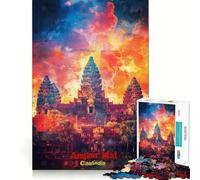 Puzzle con poster di Angkor Wat,1000 pezzi,gioco di costruzione Focus Zero Gap,incastro perfetto,attività gratificante per le giornate di pioggia (38x26cm)
