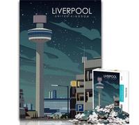 Puzzle con poster di viaggio di Liverpool per adolescenti, giocattolo educativo intellettuale decomprimente adatto per la decorazione della scrivania 38x26cm