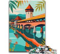 Puzzle con poster di viaggio di Lucerna per adulti e adolescenti, aiuta il cervello a esercitare i giocattoli avvincenti per coltivare la pazienza, ottimo regalo (38x52cm)