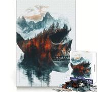 Puzzle con profilo di teschio e paesaggio montano nebbioso 1000 pezzi per ragazzi attività per lo sviluppo delle capacità cognitive ideale per le famiglie con bordi precisi regalo festivo 38x26cm