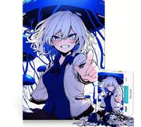 Puzzle con ragazza anime e medusa blu,1000 pezzi,gioco per lo sviluppo delle capacità cognitive,superficie liscia e priva di sbavature,rilassante attività di gruppo al chiuso (50x75cm)