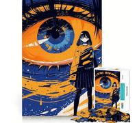 Puzzle con ragazza anime e occhio gigante,1000 pezzi,divertente da giocare,senza sbavature,con tagli precisi,portatile,ideale per i viaggi (50x75cm)