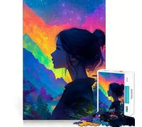 Puzzle con ragazza anime in un colorato paesaggio montano per adolescenti,1000 pezzi,gioco stimolante per la mente,montaggio sicuro e attività di gruppo per i propri cari (50x75cm)