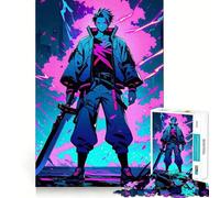 Puzzle con ragazzo anime che impugna una grande spada,1000 pezzi facili da ricordare,senza sbavature,tagliati con precisione,portatile,ideale per i viaggi (38x52cm)
