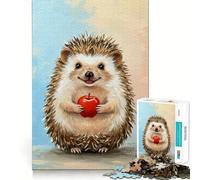 Puzzle con riccio sorridente e mela, 1000 pezzi, per ragazzi, un rompicapo rilassante e divertente, un regalo perfetto 38x26cm