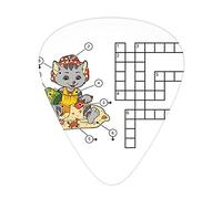 Puzzle con ricerca di parole Plettri per chitarra Confezione da 12 pezzi con scatola sottile, Gioco di parole crociate per bambini Simpatico gatto sulla spiaggia e costruzione di castelli di sabbia, S