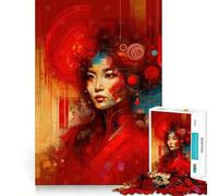Puzzle con ritratto astratto rosso per adulti, 1000 pezzi, stimola la memoria, gioco di gruppo, assemblaggio, sorpresa di Natale (38x26cm)