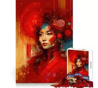 Puzzle con ritratto astratto rosso per adulti, 1000 pezzi, stimola la memoria, gioco di gruppo, assemblaggio, sorpresa di Natale (38x26cm)