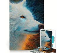 Puzzle con ritratto del Lupo Bianco per adulti,1000 pezzi,gioco di memoria e allenamento per la mente,taglio preciso,finitura di alta qualità,un modo coinvolgente per trascorrere il tempo libero