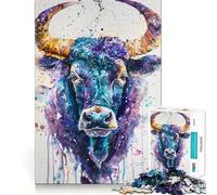 Puzzle con ritratto del Toro dai colori vivaci per adolescenti,1000 pezzi,gioco stimolante per la mente,montaggio sicuro e attività di condivisione per i propri cari (38x52cm)