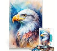 Puzzle con ritratto di aquila ad acquerello,1000 pezzi,divertente gioco,tecnologia di taglio laser avanzata,giocattolo per interni per le vacanze (38x52cm)