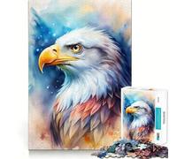 Puzzle con ritratto di aquila ad acquerello per ragazzi,1000 pezzi,gioco di sviluppo mentale,dimensioni uniformi,pezzi precisi,divertimento in famiglia,attività serale (50x75cm)