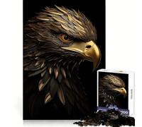 Puzzle con ritratto di aquila nera e dorata per adulti, 1000 pezzi, attività rilassante e di logica, con assemblaggio preciso, ideale come regalo di Natale (50x75cm)