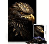 Puzzle con ritratto di aquila nera e dorata per adulti, 1000 pezzi, stimolante per la mente, rilassante, divertente, taglio di alta qualità, regalo perfetto (38x52cm)
