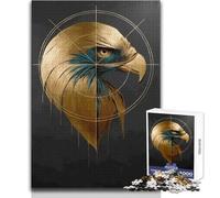 Puzzle con ritratto di aquila reale e disegno geometrico per adolescenti, 1000 pezzi, risoluzione dei problemi, divertimento educativo, meravigliosa opzione regalo premurosa, dimensioni 50x75cm