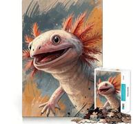 Puzzle con ritratto di axolotl sorridente per adolescenti, 1000 pezzi, gioco per allenare la mente, attività per la casa, taglio di precisione, decorazione murale 50x75cm