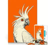 Puzzle con ritratto di cacatua bianco,1000 pezzi,per ragazzi,gioco stimolante per la mente,montaggio sicuro e stabile,divertimento assicurato per tutta la famiglia,attività serale (50x75cm)