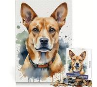 Puzzle con ritratto di cane ad acquerello per adolescenti, 1000 pezzi, logica, pensiero rilassante, fuga senza soluzione di continuità, regalo per le vacanze (50x75cm)