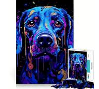 Puzzle con ritratto di cane al neon per adulti, 1000 pezzi, gioco intelligente per interni, taglio netto, regalo perfetto (38x52cm)