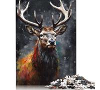 Puzzle con ritratto di cervo dipinto a olio per adolescenti, 1000 pezzi, puzzle per adulti, regali di Natale, 1000 pezzi (75x50 cm)