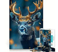 Puzzle con ritratto di cervo innevato per ragazzi, 1000 pezzi, gioco rilassante, evasione, bordi precisi, (38x26cm)