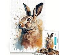 Puzzle con ritratto di coniglio ad acquerello per adulti,1000 pezzi,gioco stimolante per la mente,dimensioni uniformi,pezzi precisi,ideale da portare in viaggio,gioco per allenare la mente,regalo