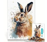 Puzzle con ritratto di coniglio ad acquerello per ragazzi,1000 pezzi,gioco stimolante per la mente,montaggio sicuro e stabile,attività di condivisione per i propri cari (38x52cm)