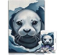 Puzzle con ritratto di cucciolo di foca, 1000 pezzi, per adolescenti, gioco di apprendimento del pensiero strategico, regalo significativo ideale per qualsiasi evento, dimensioni 38x26cm