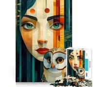Puzzle con ritratto di donna e gufo per adulti,1000 pezzi,gioco stimolante per la mente,taglio preciso,allineamento perfetto,attività per rafforzare il legame con i propri cari (38x26cm)