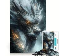 Puzzle con ritratto di drago argentato per adolescenti, 1000 pezzi, gioco per allenare la mente, attività per la casa, taglio di precisione, decorazione murale 38x52cm