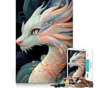 Puzzle con ritratto di drago bianco per ragazzi,1000 pezzi,gioco di memoria divertente,superficie liscia e senza sbavature,regalo di compleanno,rompicapo (38x26cm)