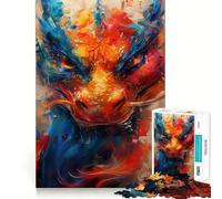 Puzzle con ritratto di drago dai colori vivaci per adulti,1000 pezzi,gioco di memoria e allenamento per,taglio preciso,finitura di alta qualità,un modo coinvolgente per trascorrere libero