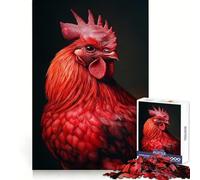 Puzzle con ritratto di gallo rosso, 1000 pezzi, per ragazzi, gioco di logica, divertimento e svago, taglio liscio, regalo speciale (50x75cm)