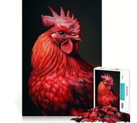 Puzzle con ritratto di gallo rosso, 1000 pezzi, per ragazzi, gioco di logica, divertimento e svago, taglio liscio, regalo speciale (50x75cm)