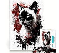 Puzzle con ritratto di gatto siamese per adolescenti, 1000 pezzi, gioco per allenare la mente, attività per la casa, taglio di precisione, decorazione murale 50x75cm