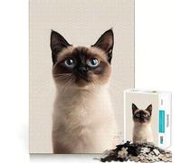 Puzzle con ritratto di gatto siamese per ragazzi, 1000 pezzi, gioco intelligente per il tempo libero, taglio preciso, regalo stagionale 50x75cm