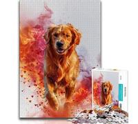 Puzzle con ritratto di Golden Retriever, 1000 pezzi per adulti, gioco per famiglie, antistress, sfida difficile, regali di Babbo Natale segreto, 38x26cm