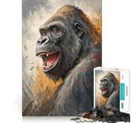 Puzzle con ritratto di gorilla sorridente per ragazzi, 1000 pezzi, gioco di logica, divertimento al chiuso, bordi precisi, pezzo da collezione 38x26cm