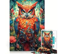 Puzzle con ritratto di gufo ornamentale, 1000 pezzi, gioco di abilità mentale, rilassante, taglio di precisione, pezzo da collezione (38x26cm)