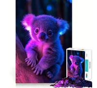 Puzzle con ritratto di koala al neon per ragazzi, 1000 pezzi, gioco di logica fine, morbido, rilassante, bordi puliti, regalo di alta qualità (50x75cm)