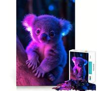 Puzzle con ritratto di koala al neon per ragazzi, 1000 pezzi, gioco di logica fine, morbido, rilassante, bordi puliti, regalo di alta qualità (38x26cm)