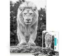 Puzzle con ritratto di leone bianco,1000 pezzi,gioco creativo per sviluppare le capacità cognitive,componenti robusti e facili da tagliare,ideale da portare in viaggio,gioco per allenare la mente