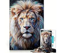 Puzzle con ritratto di leone bianco,1000 pezzi,gioco di memoria,divertente,bordi lisci,incastro perfetto,un modo divertente per riempire le ore vuote (38x26cm)