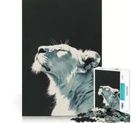 Puzzle con ritratto di leone bianco per adulti,1000 pezzi,gioco stimolante per la mente,dimensioni uniformi,pezzi precisi,ideale da portare in viaggio,gioco per allenare la mente,regalo (50x75cm)